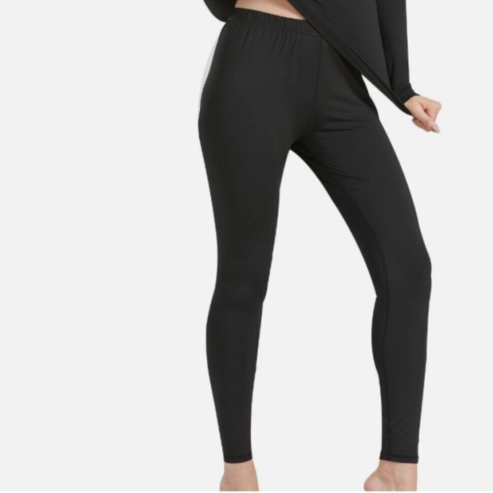 UNIQUEBELLA Women's Size Medium Thermal Long Johns Base Layer Black Bamboo